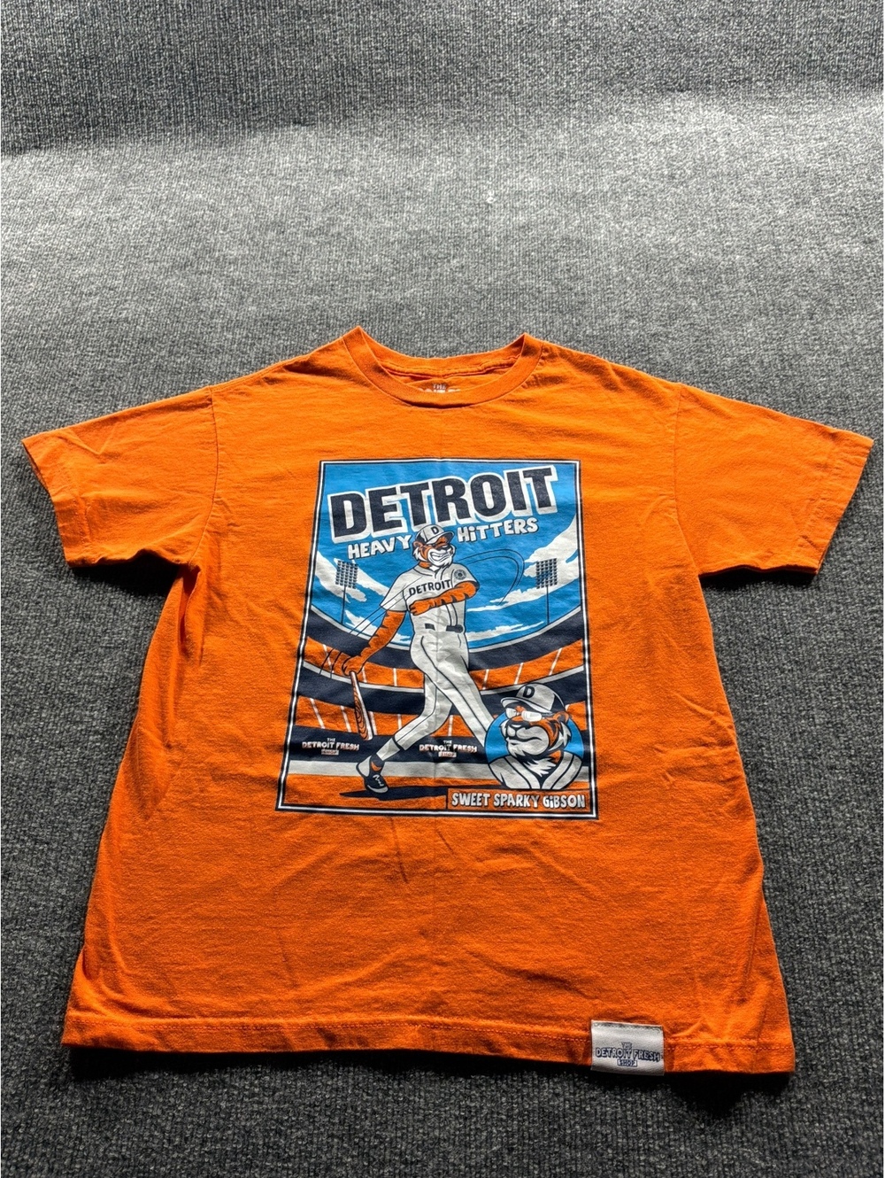 The Detroit Fresh Shop Orange Detroit Heavy Hitters Graphic T-Shirt Medium